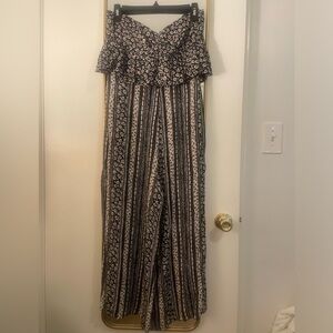 Floral Black and White Women's Jumpsuit